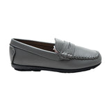 Gray Faux Leather Penny Loafers