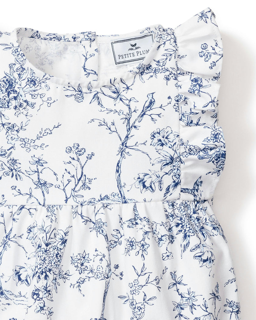 Baby's Twill Ruffled Romper in Timeless Toile