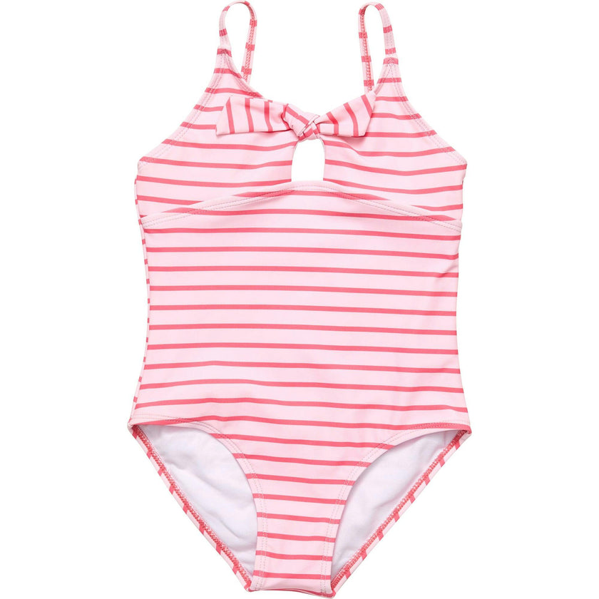 Coral Stripe Sustainable Bow Swimsuit