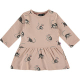 All-Over Lemur Graphic Long Sleeve Drop Peplum Waist Dress