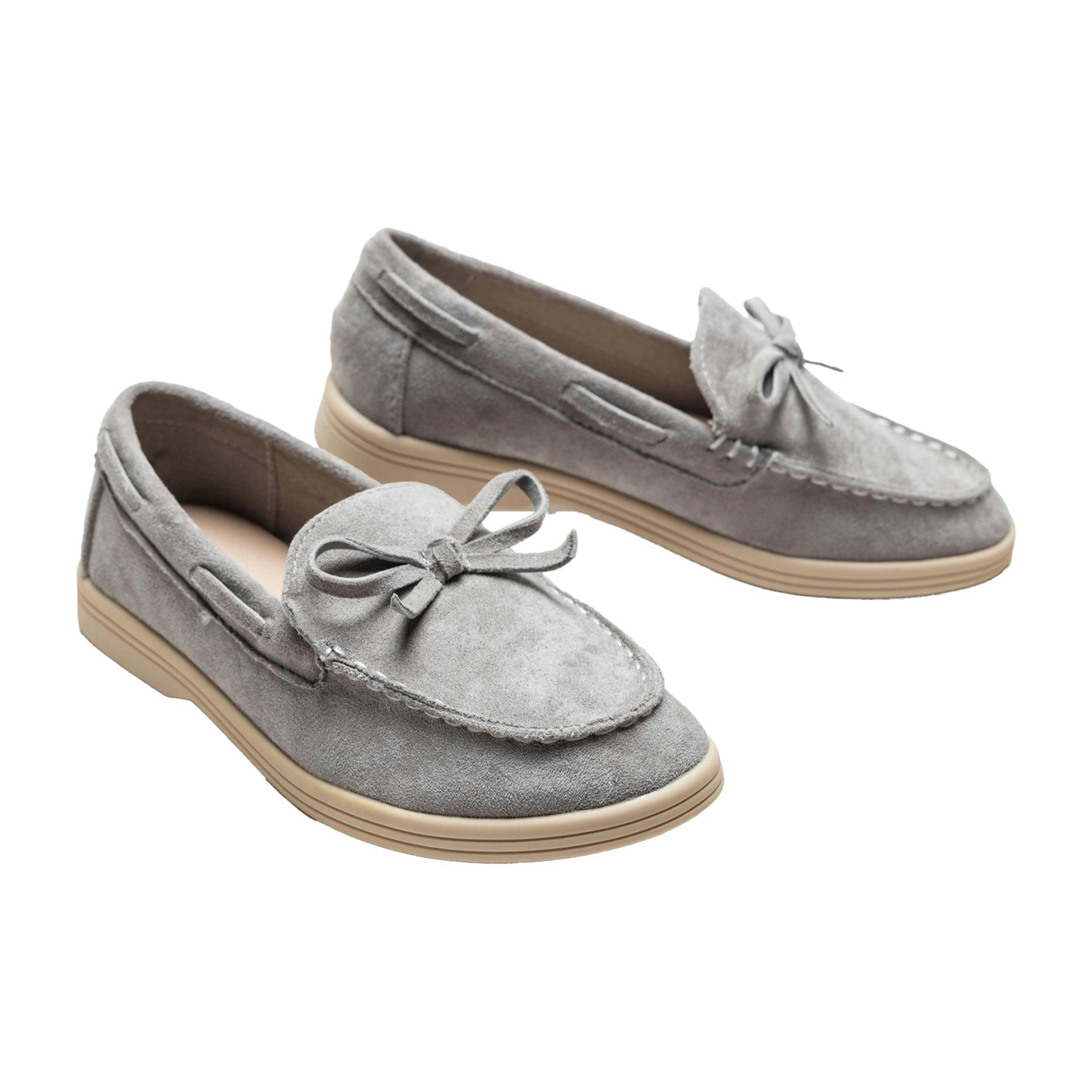 Gray Suede Formal Laced Loafers