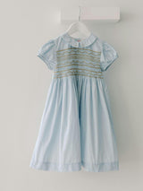 Dusty Blue Victoria Girl Hand-Smocked Dress