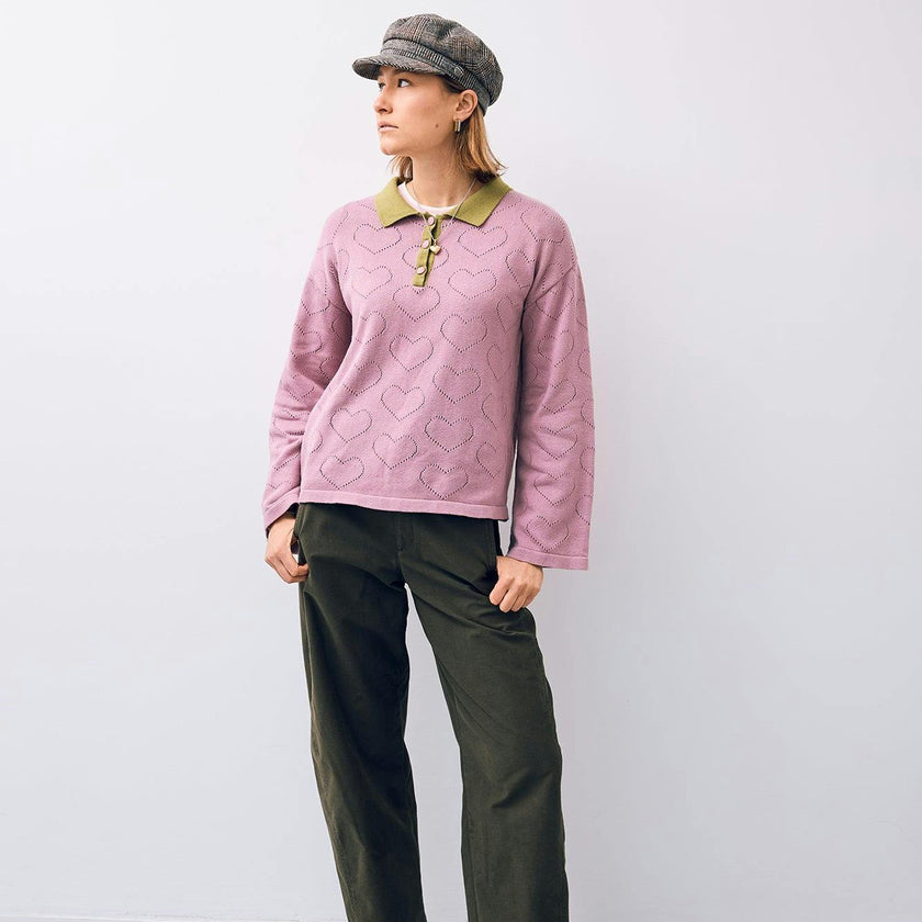 women's cotton sweater - blush hearts