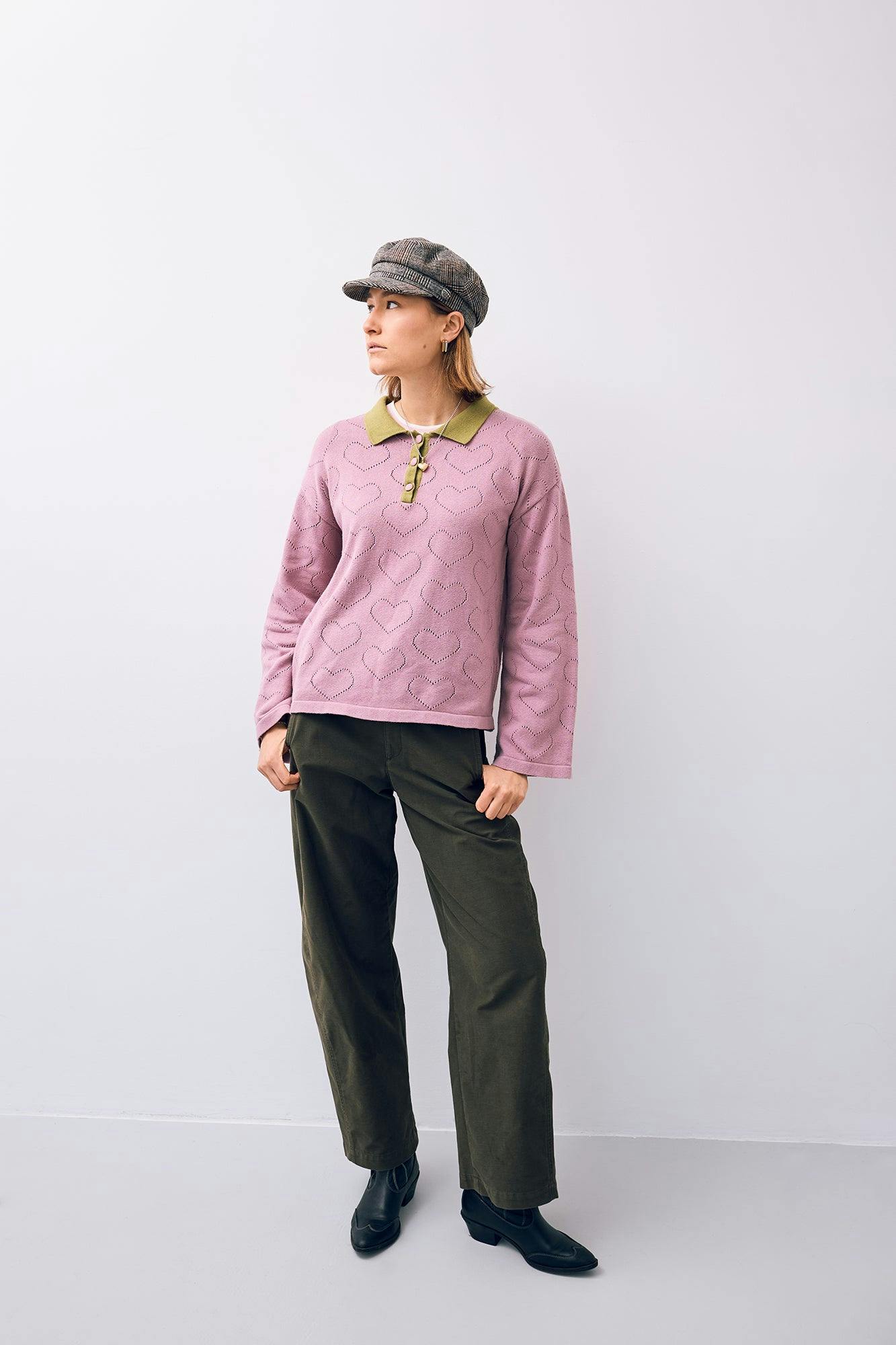 women's cotton sweater - blush hearts