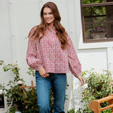 Womens Josephine Top - Burgundy Climbing Floral