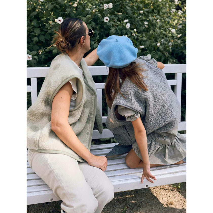 children's merino wool vest - stone grey