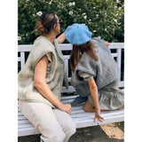 children's merino wool vest - stone grey
