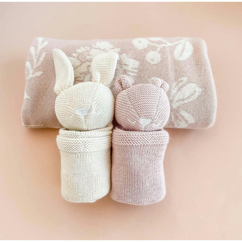 Organic Cotton Bear Lovey, Blush