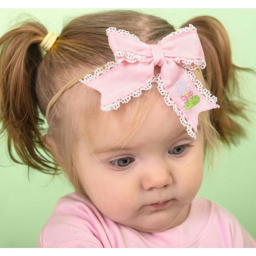 Golf Tee Embroidered Lace Bow Baby Headband