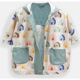 House Print Rain Hooded Poncho