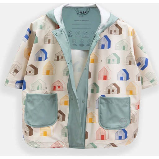 House Print Rain Hooded Poncho
