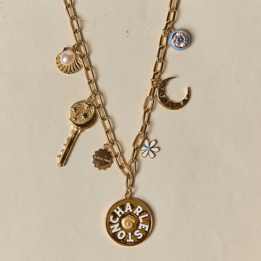 Blue Enamel Bezel Charm