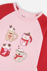 Organic Cotton Two Piece Pajama Set Red Gingerbread Print