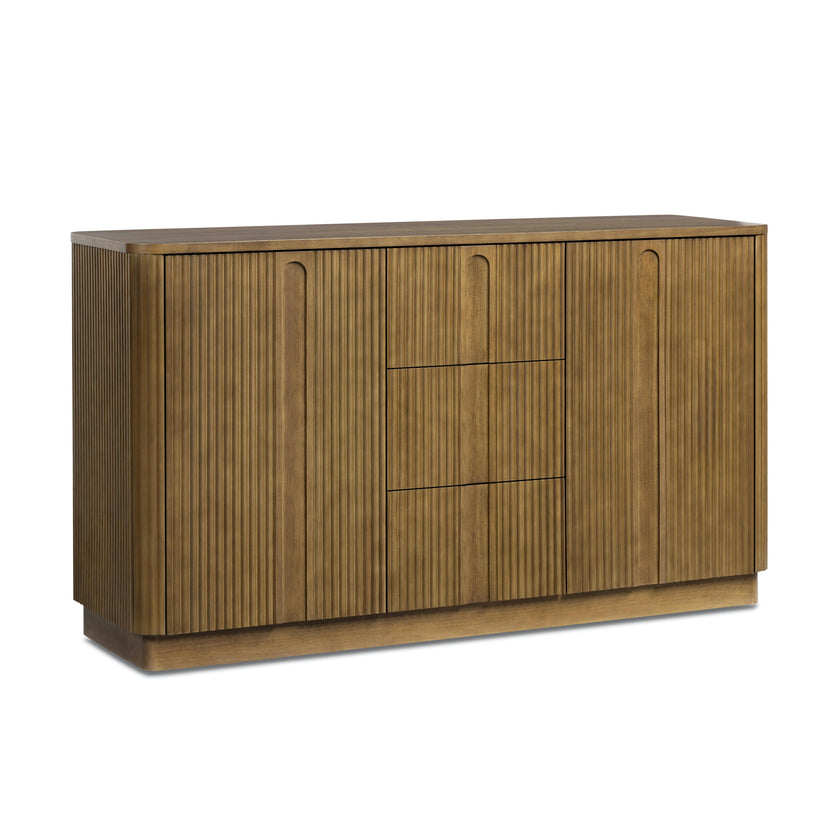 Potomac 3 Drawer 2 Doors Wood Sideboard with Adjustable Shelf Storage Cabinet