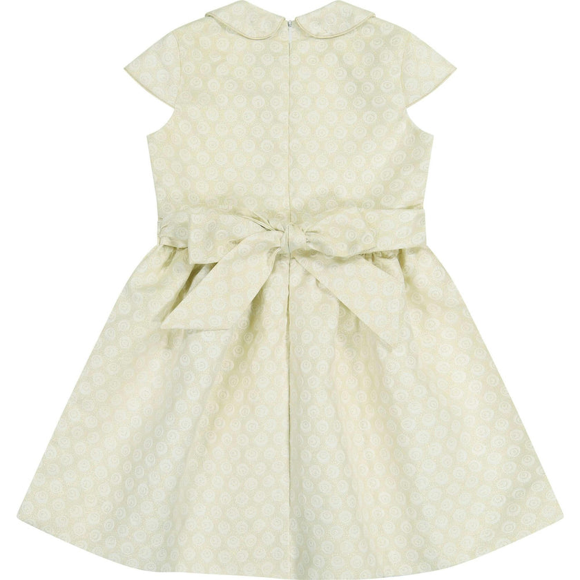 Anna Peter Pan Collar Cap Sleeve Dress, Gold