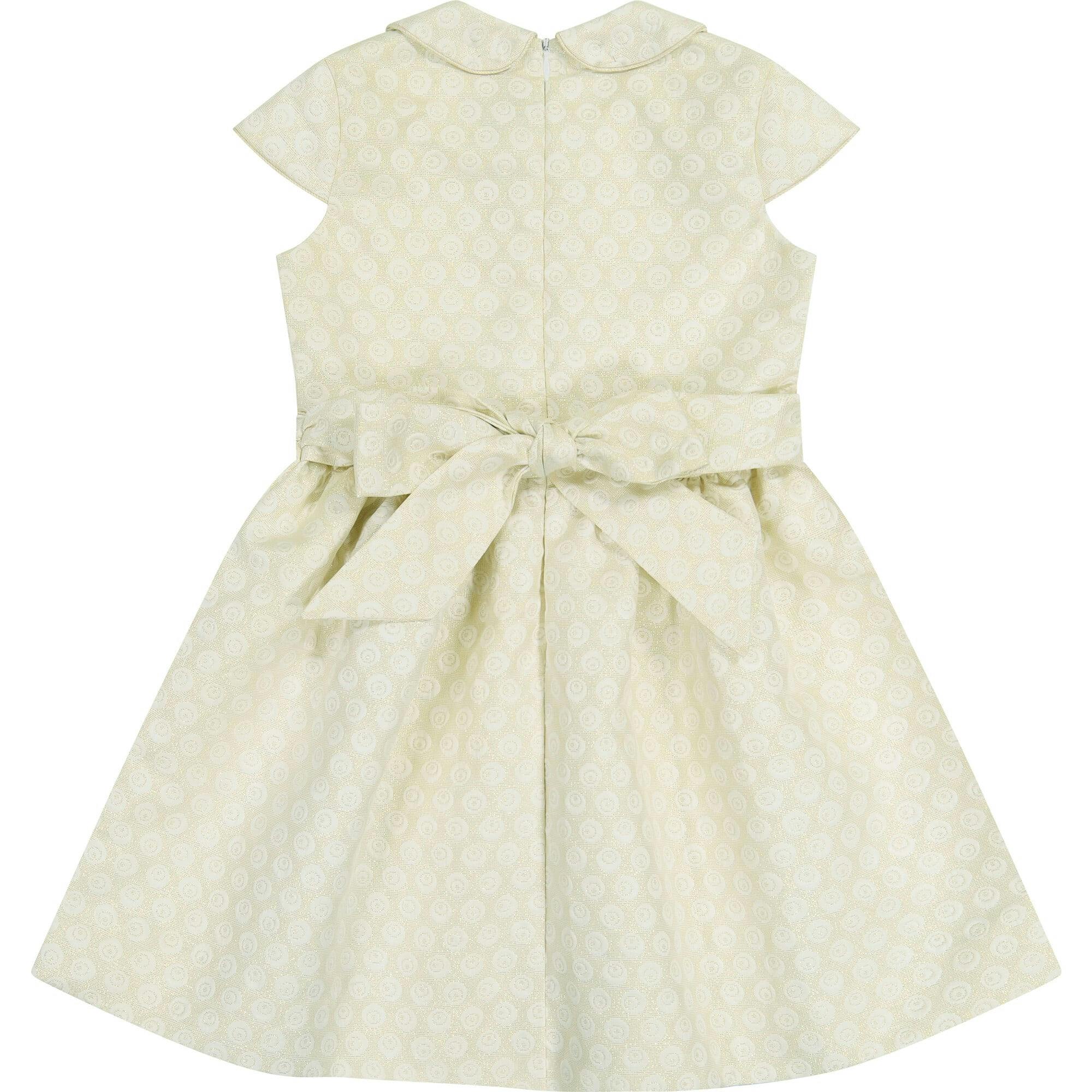 Anna Peter Pan Collar Cap Sleeve Dress, Gold