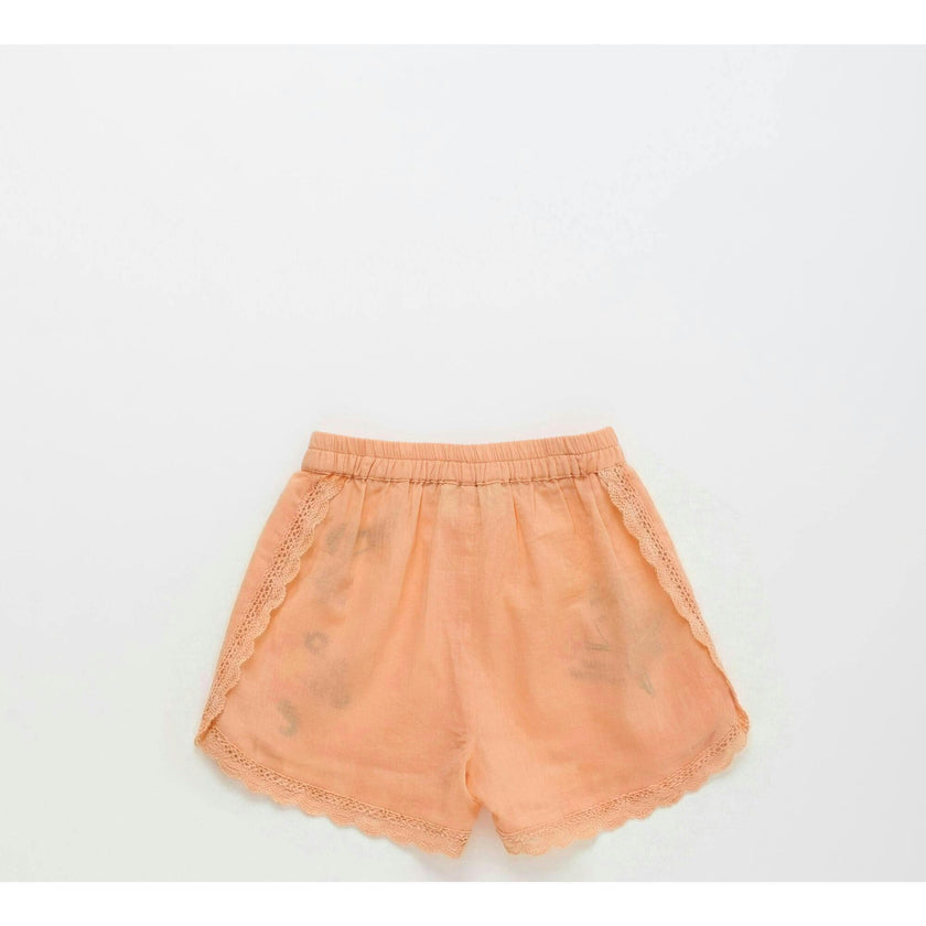 BIRDS EMBROIDERED SHORTS PEACH