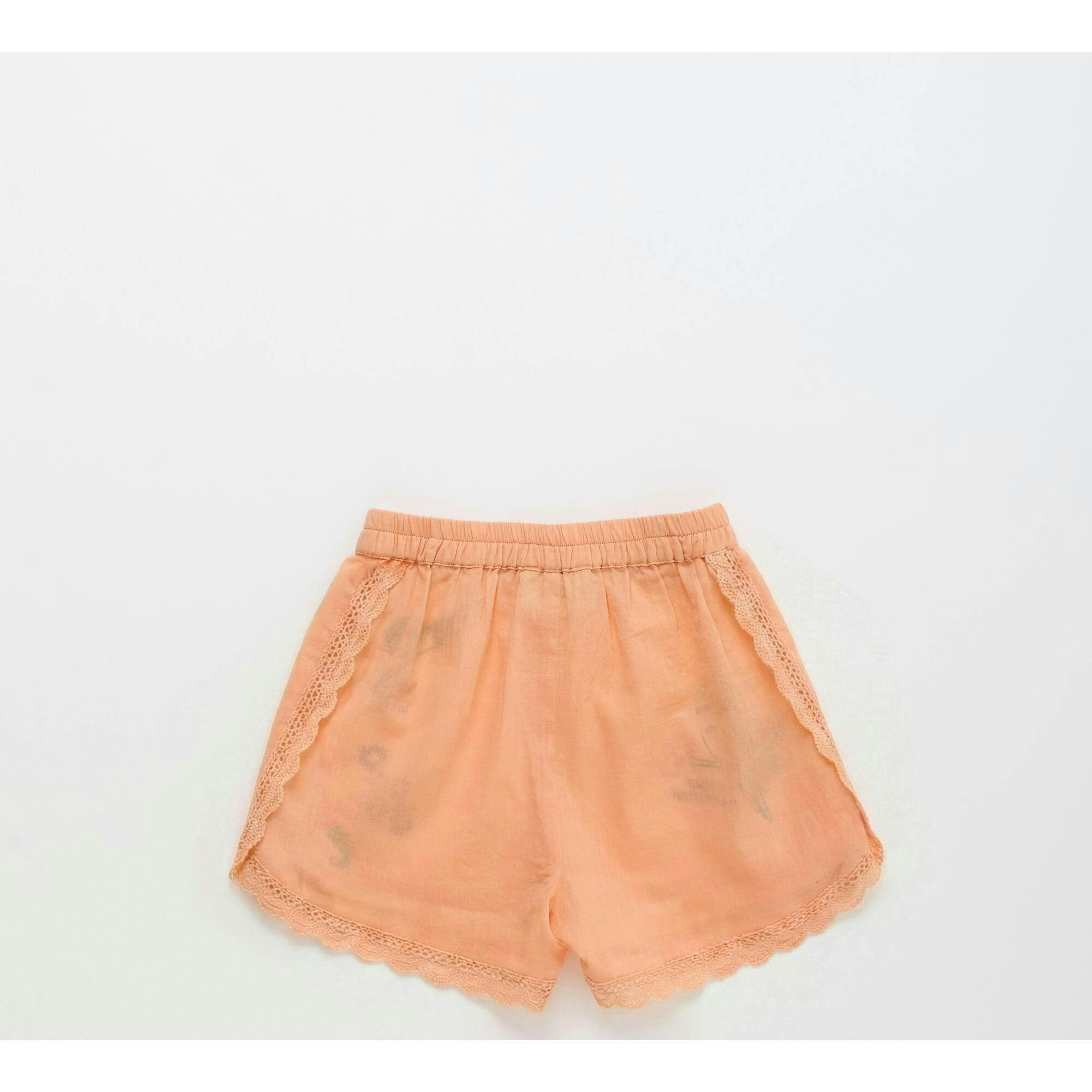 BIRDS EMBROIDERED SHORTS PEACH