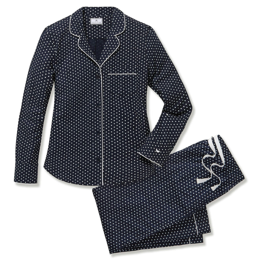 Women's Twill Pajama Set in Midnight Hearts