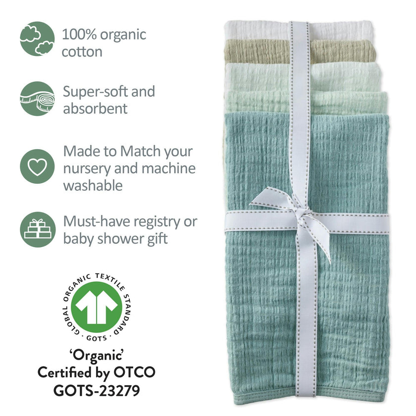 RILEY 5-Pack Crinkle Muslin Burp Cloths