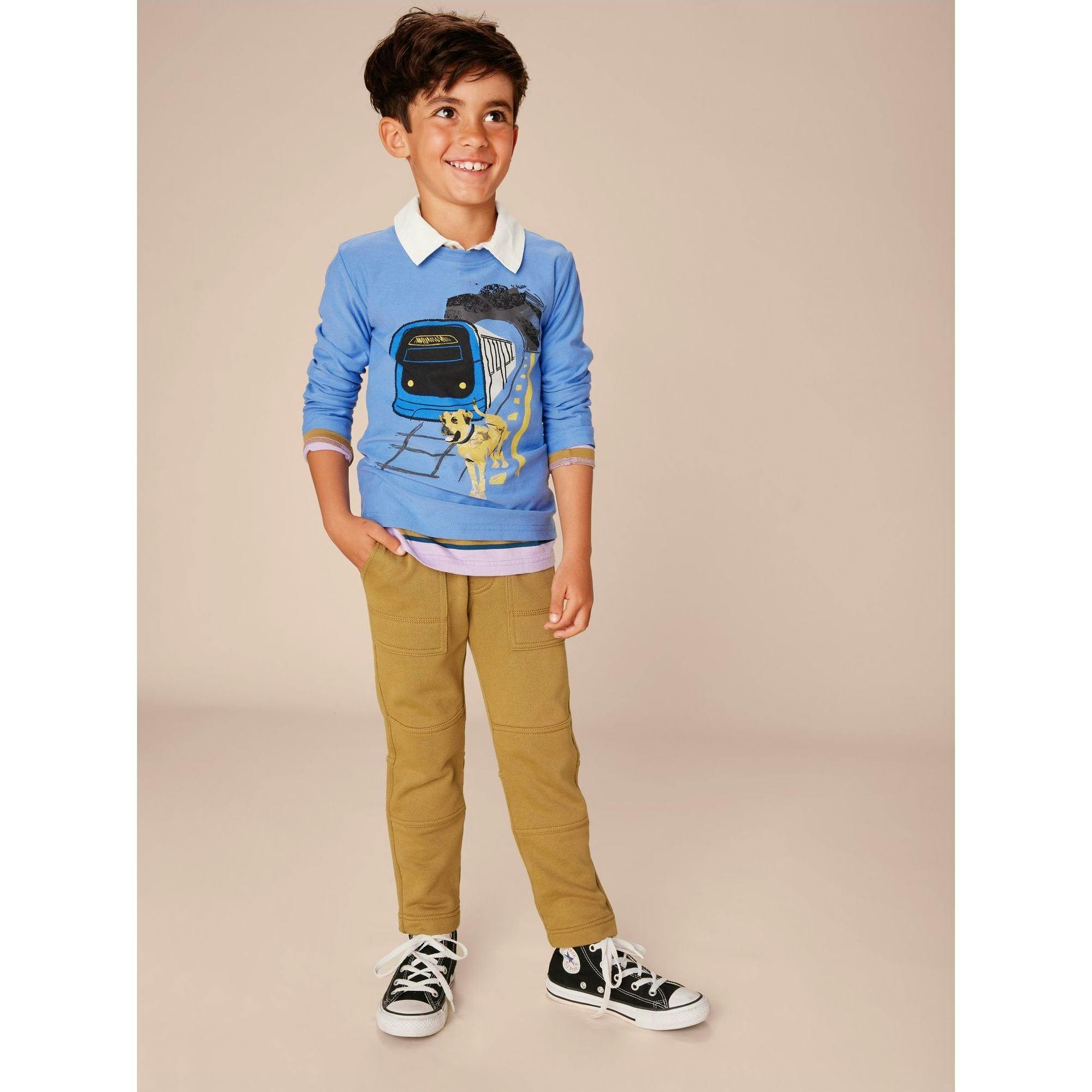 Boji & Train Graphic Tee, Blue