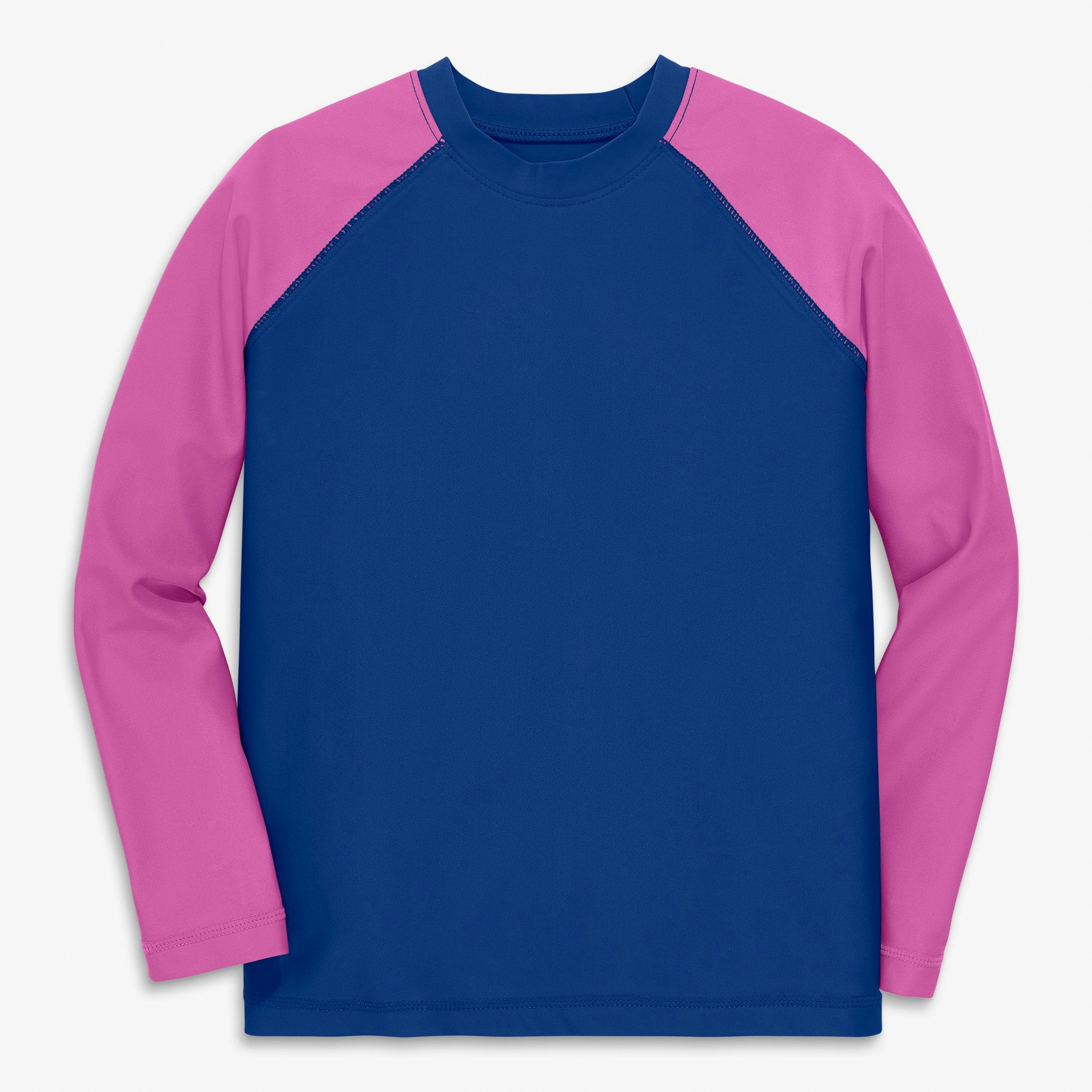 Kids Long Sleeve Baseball Rash Guard, Blue