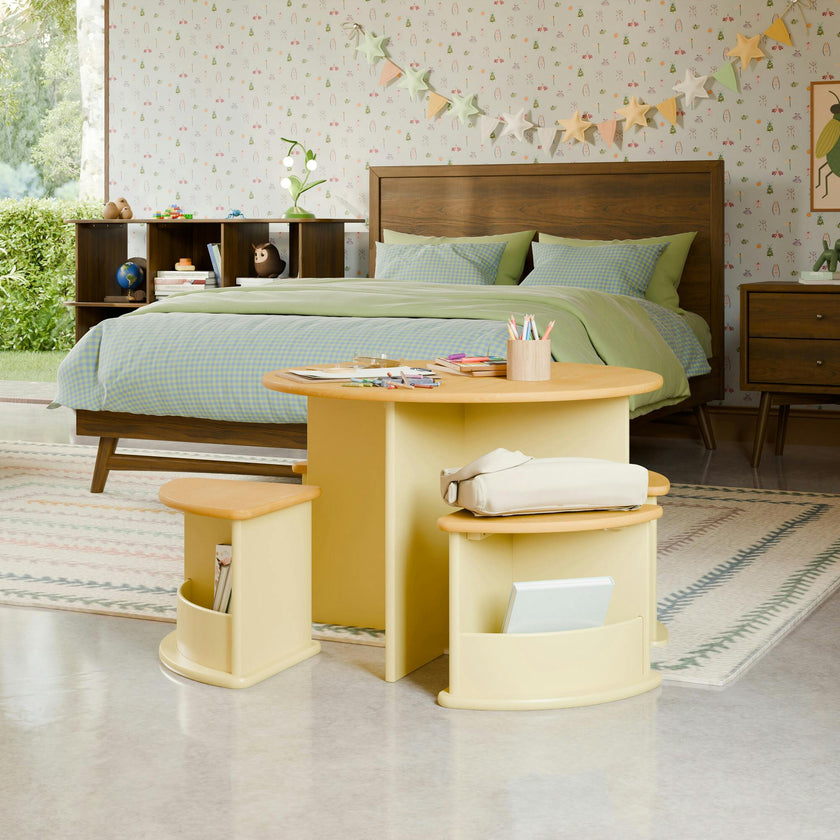 Nessa Nesting Play Table in Pale Yellow and Honey
