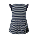 Babys Breton Striped Ruffle Shoulder Tennis Skirt Dress