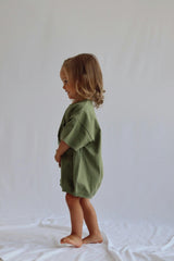 Cory Pocket Romper in Loden Green