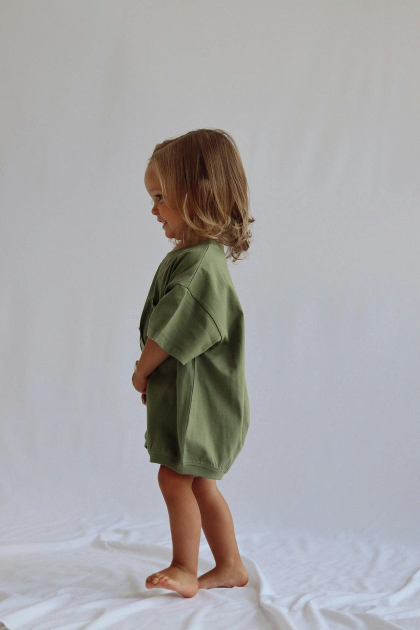 Cory Pocket Romper in Loden Green