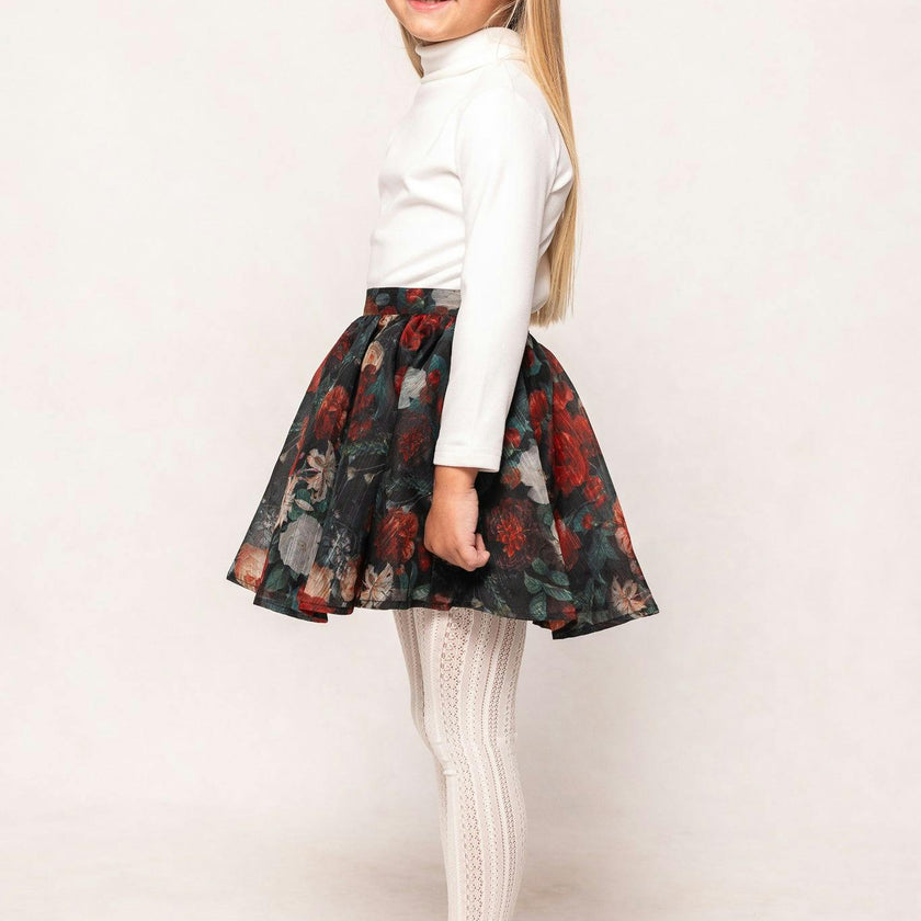 Mini Vanessa Skirt in Midnight Roses