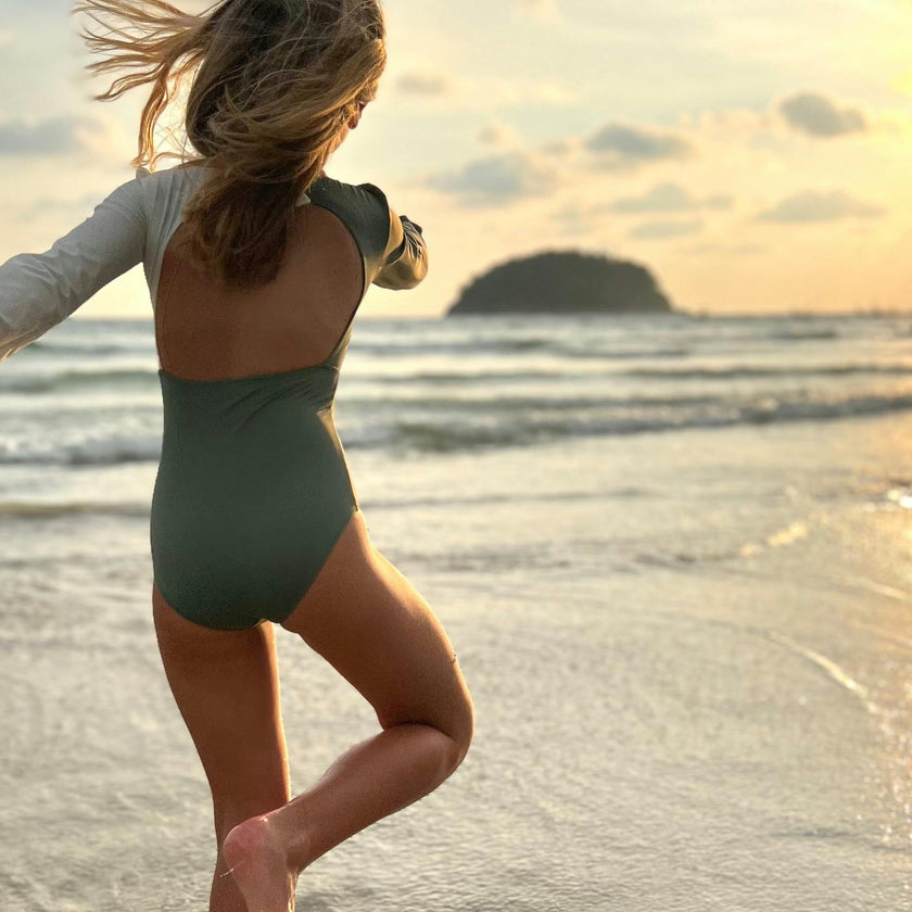 Jemima Surf Suit Sage Green And Ivory