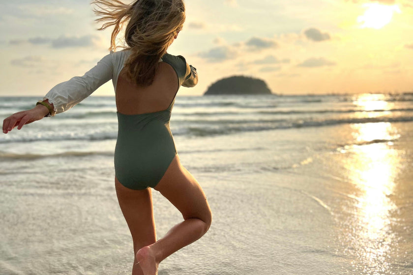 Jemima Surf Suit Sage Green And Ivory
