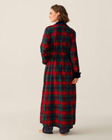 Women's Brushed Twill Velvet Trim Robe in St. James Tartan