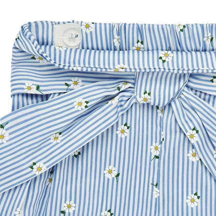 Blue Striped Daisy Shorts