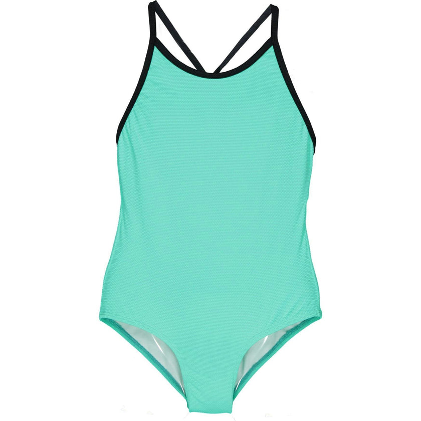 Textured Teal One-Piece Swimsuit, Black