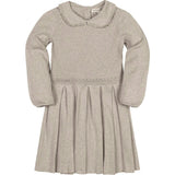 Organic Peter Pan Collar Scallop Trim Sweater Dress, Beige
