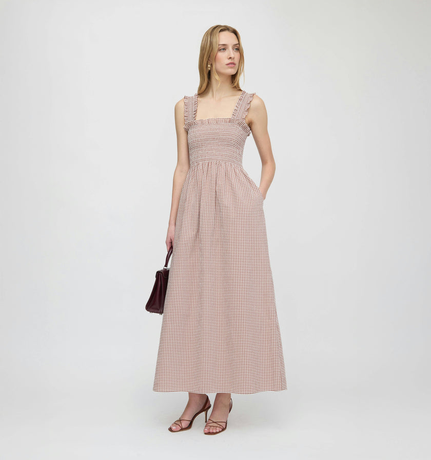 The Ashlyn Nap Dress - Cognac Gingham
