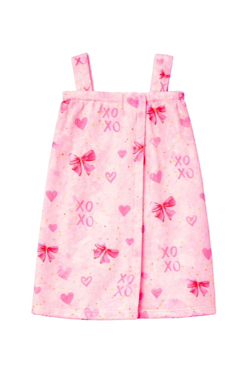 Plush Bow Print Spa Wrap