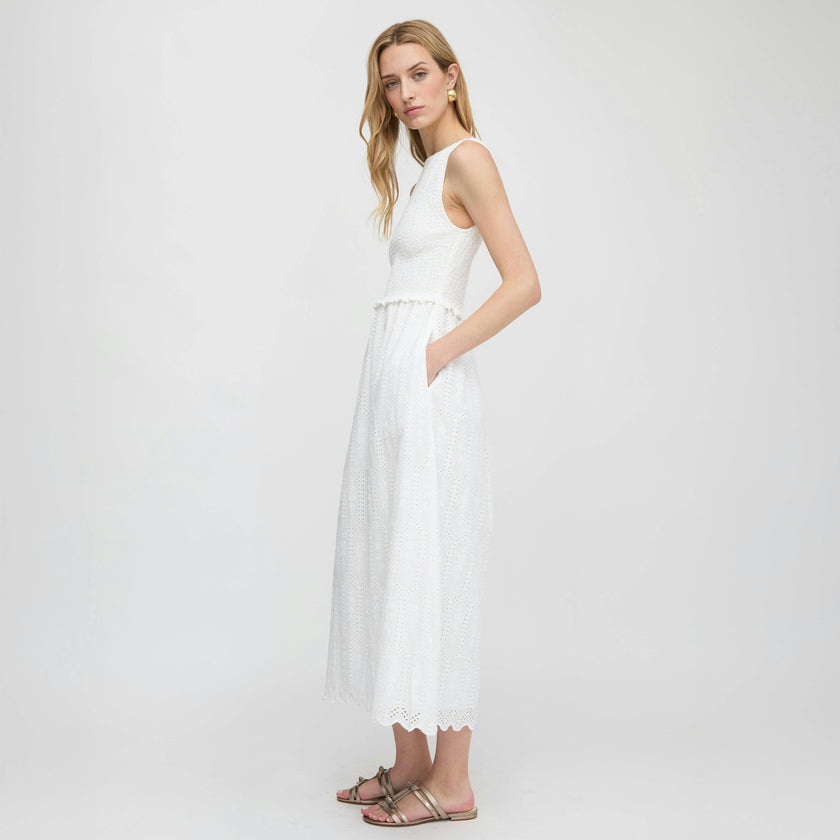 The Christina Nap Dress - White Trellis Broderie