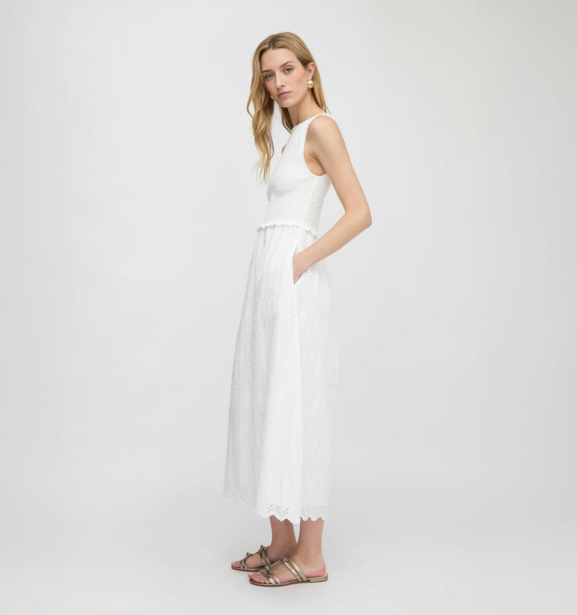 The Christina Nap Dress - White Trellis Broderie