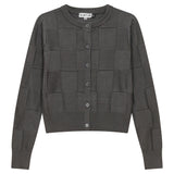Checked Knit Cropped Cardigan