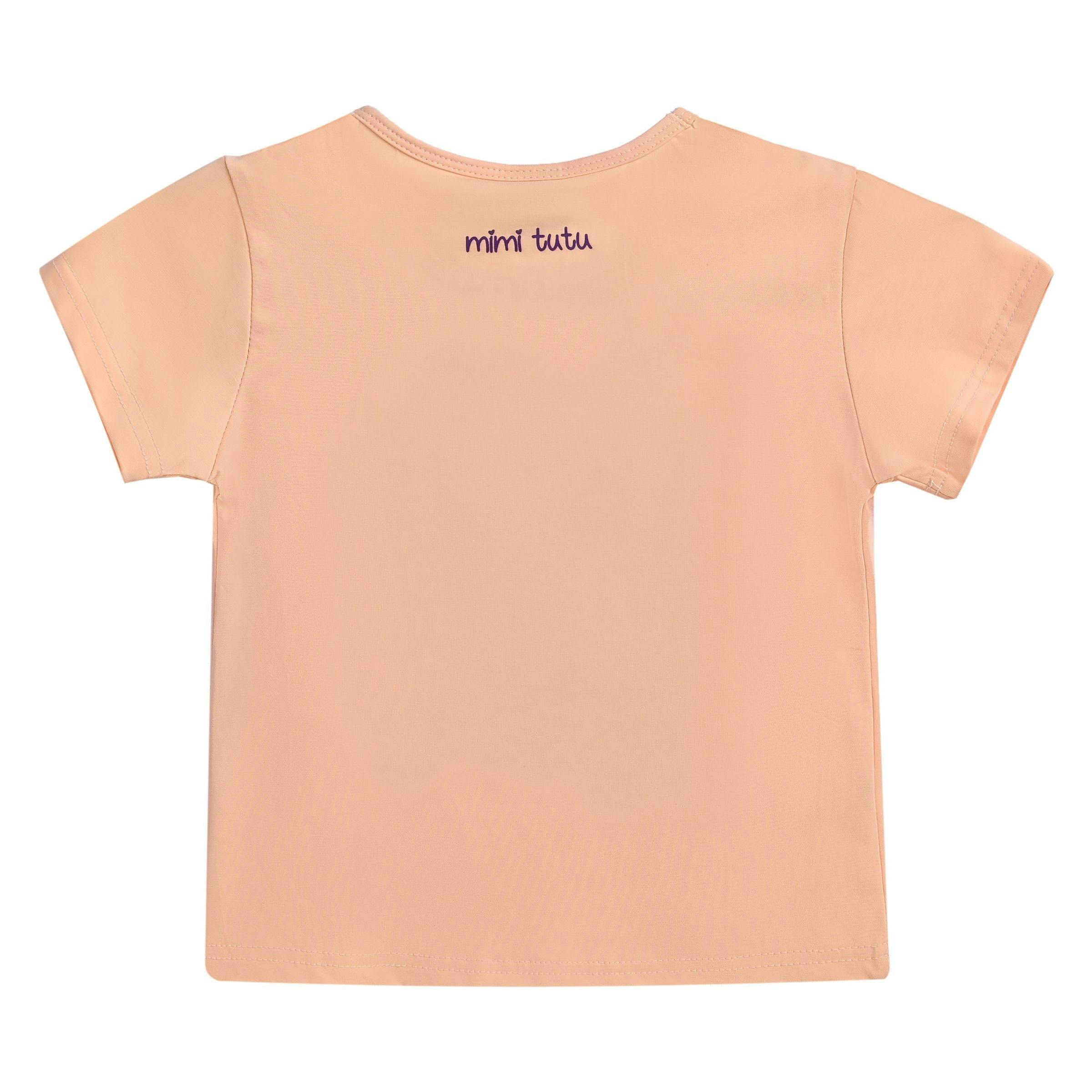 Peach Cat Applique T-Shirt