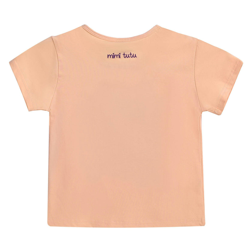 Peach Swan Applique T-Shirt