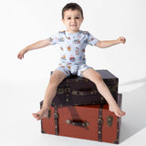 Vintage Suitcases Kids Pajama Short Set