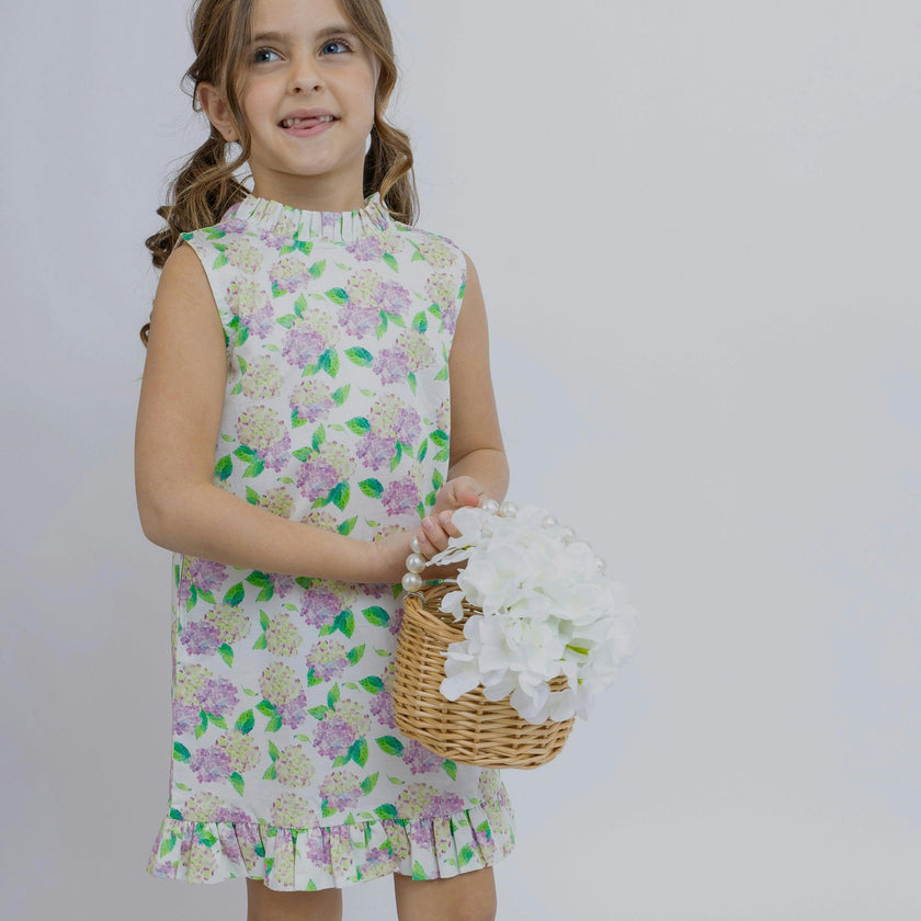 Hydrangeas Shift Dress with Back Bow