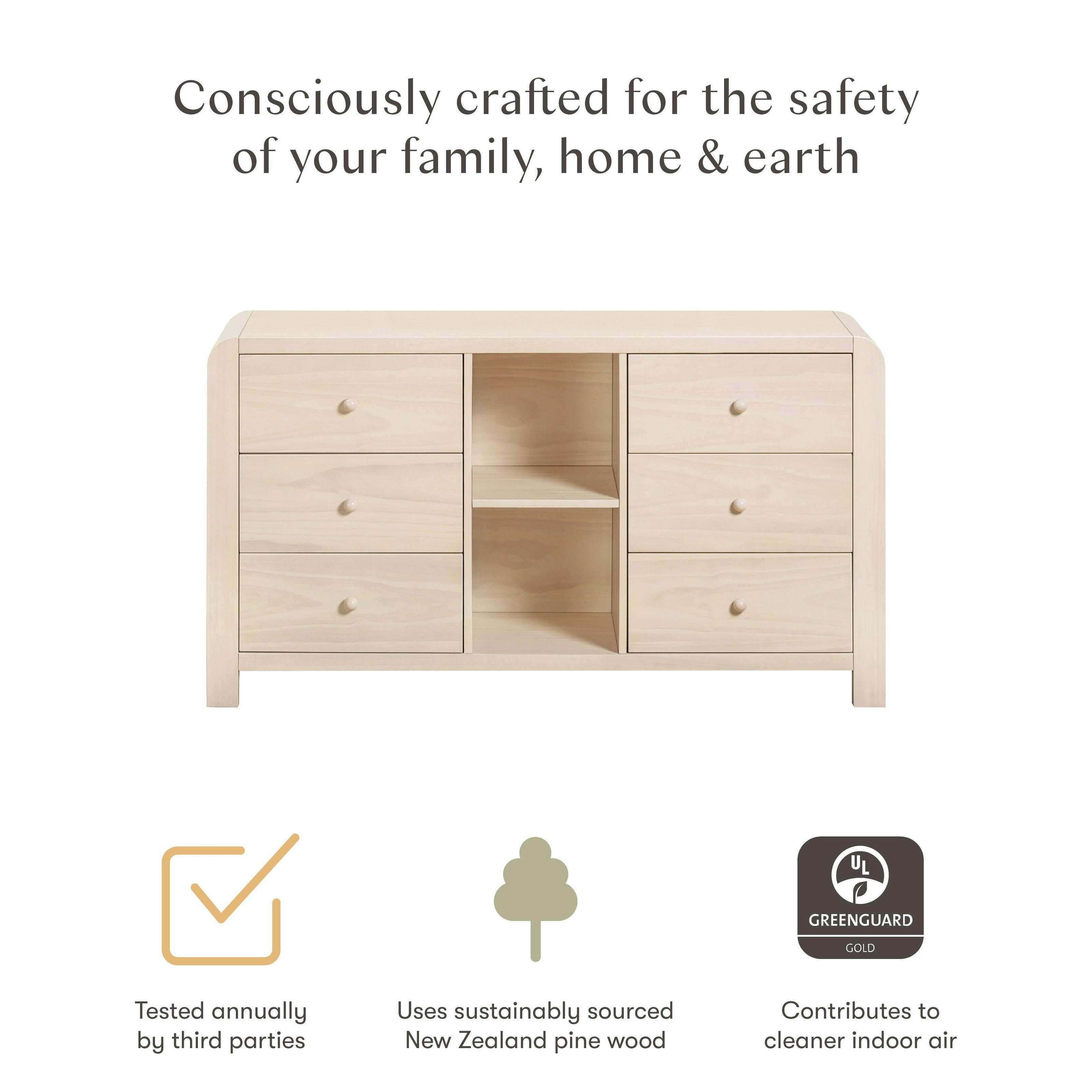 Babyletto Kids TipToe 6-Drawer Assembled Dresser with Cubbies