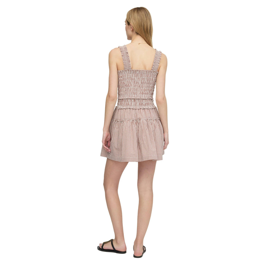 The Azalea Mini Nap Dress - Cognac Gingham
