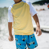 Yellow White Sleeve Sustainable SS Rash Top