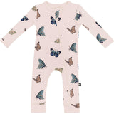 Zippered Romper, Blush Butterfly